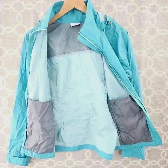 Columbia Blue Full Zip Windbreaker Hoodie Jacket women's M - Picture 10 of 11